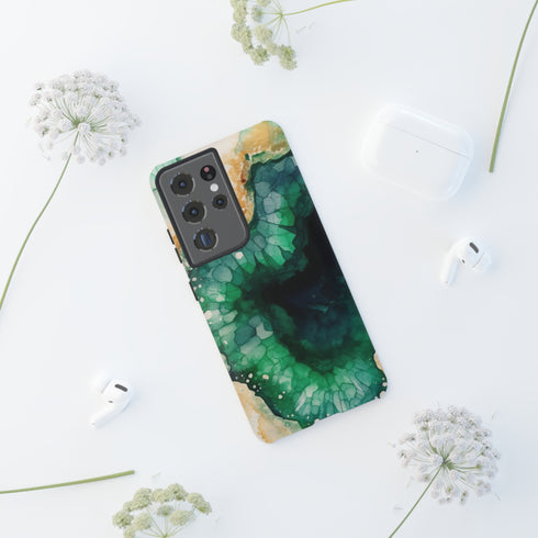 Green Geode in Watercolor - Impact Resistant Phone Case